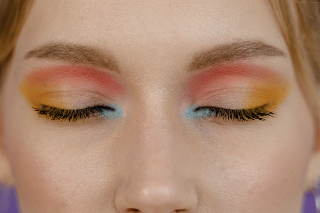 close up of a woman's eyelids with makeup