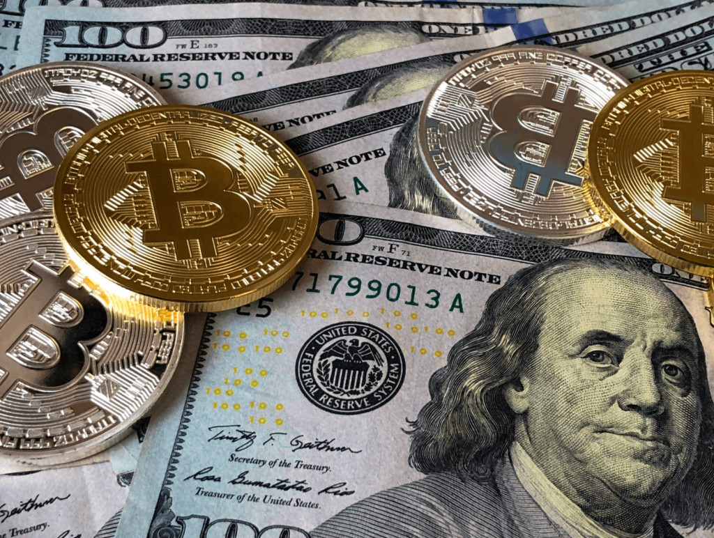 bitcoin and us dollar bills
