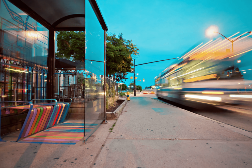 timelapse photo of a bus stop