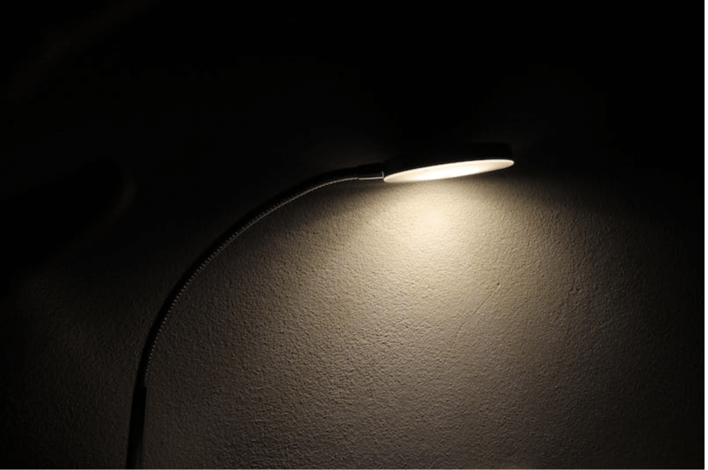 lamp in a dark room